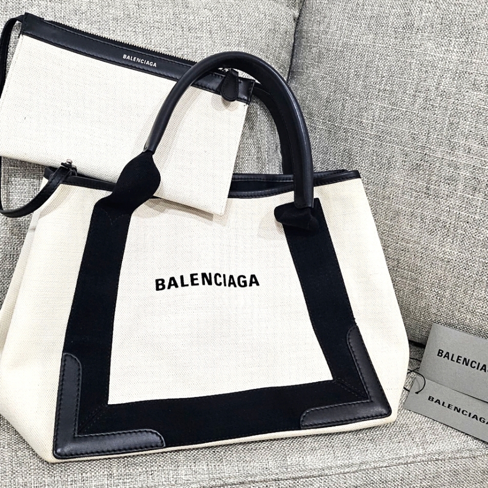 Balenciaga Navy Cabas Tote